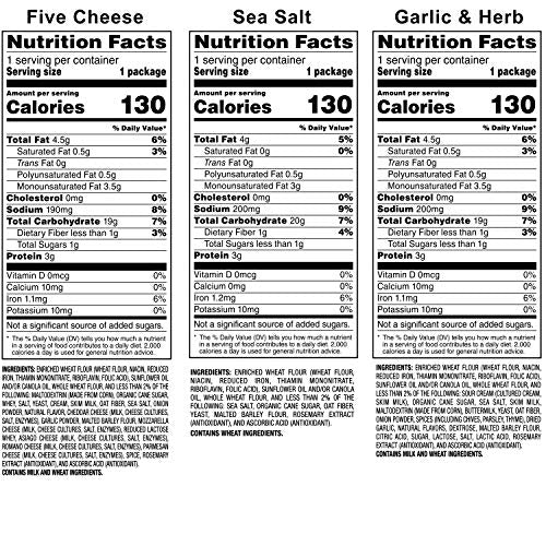 Thin Pita Chips Variety Pack: Sea Salt, Garlic & Herb, Five Cheese