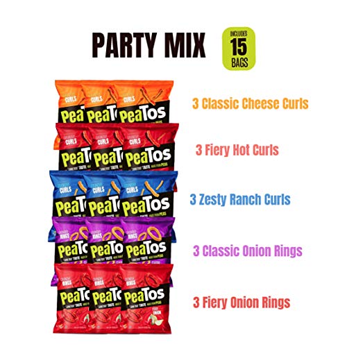 Peatos Variety Pack: Classic Onion Rings, Zesty Ranch, Classic Cheese, Fiery Onion, Fiery Hot Curls